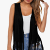 Womens Fringe Vest 70s Hippie Costume Sleeveless