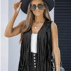 Womens Fringe Vest 70s Hippie Costume Sleeveless - Image 3