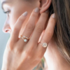 14K Gold Plated Adjustable Created Opal Rings - Image 3